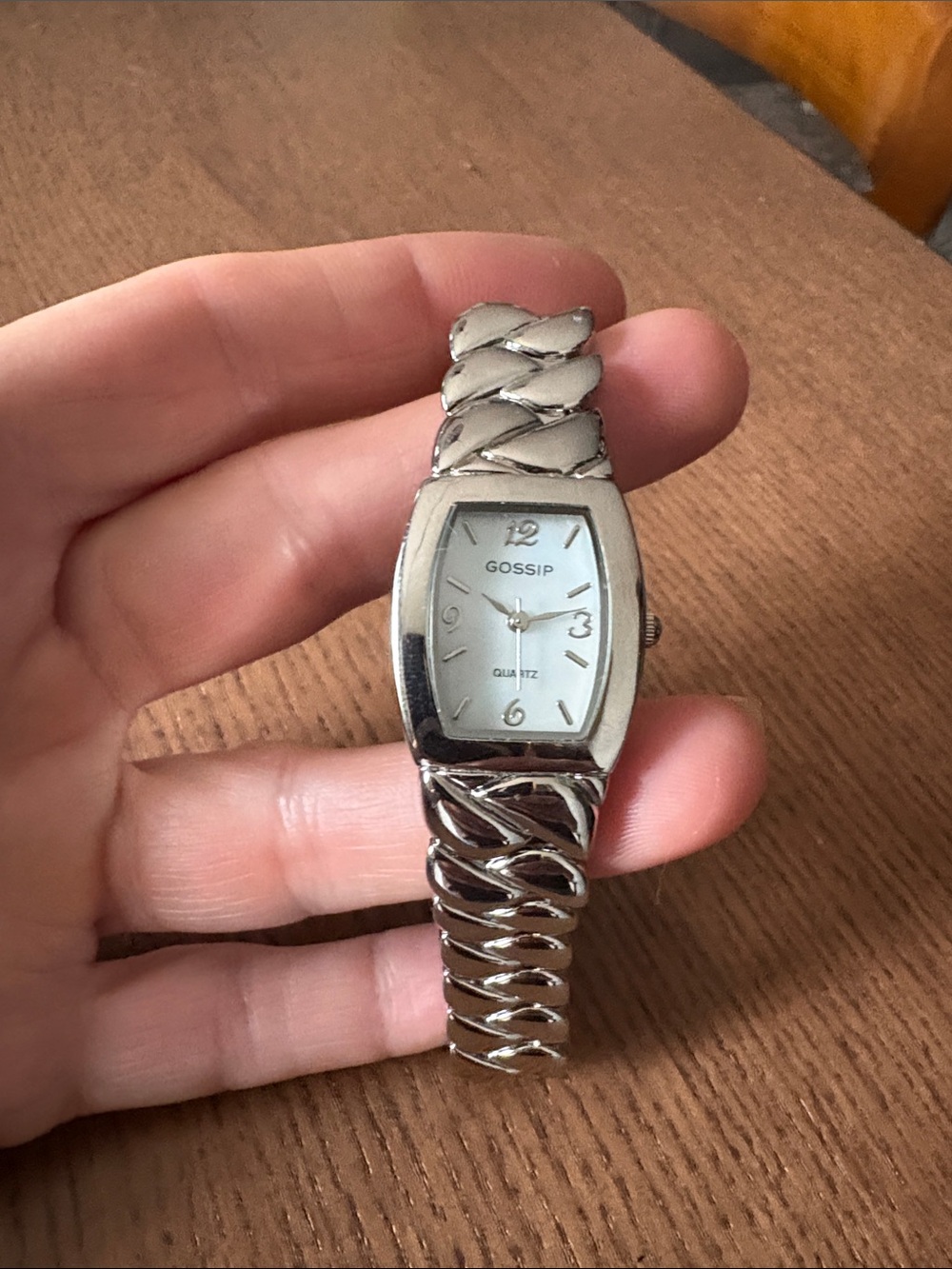 GOSSIP Silver Tone Chain-Link Women's Watch with White Dial